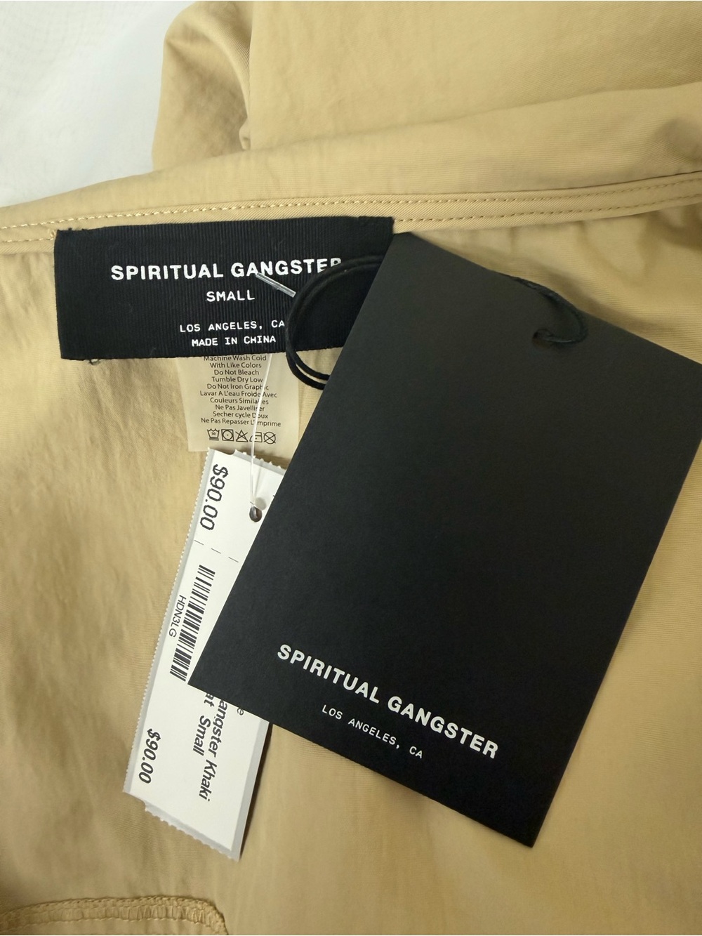 Spiritual Gangster Beige Lightweight Jacket with Hood - Picture 5 of 5